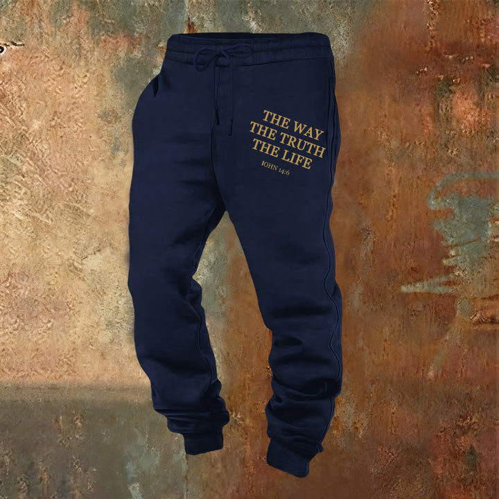 Christianartworkshop Glaube in Bewegung Johannes 14,6 Zitat Jogginghose: Lebe das Versprechen - Marineblau - 2XL - image 8