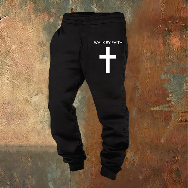 Christianartworkshop Revival Streetwear Walk by Faith Jogginghose: Kreuz am Bein - Schwarz - 2XL - image 0