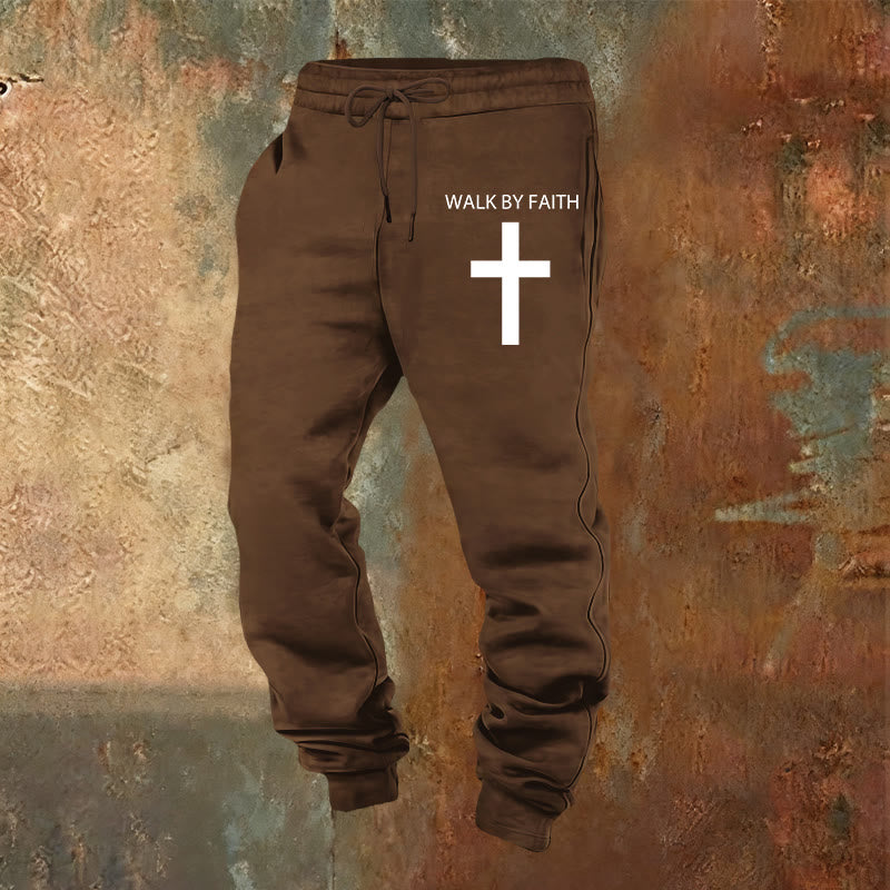 Christianartworkshop Revival Streetwear Walk by Faith Jogginghose: Kreuz am Bein - Braun - 2XL - image 16