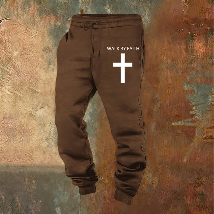 Christianartworkshop Revival Streetwear Walk by Faith Jogginghose: Kreuz am Bein - Braun - 2XL - image 16