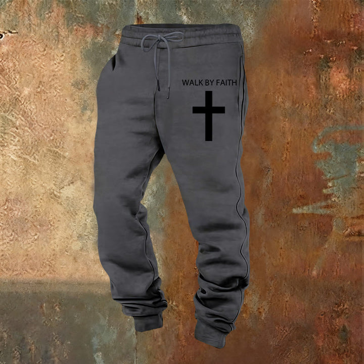 Christianartworkshop Revival Streetwear Walk by Faith Jogginghose: Kreuz am Bein - Warmgrau - 2XL - image 13