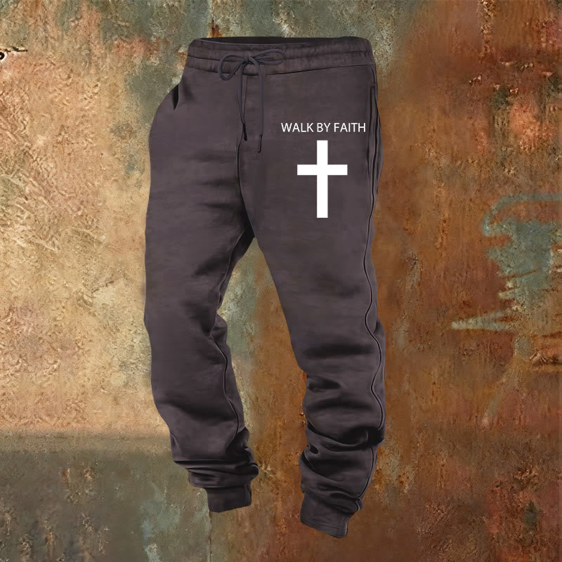 Christianartworkshop Revival Streetwear Walk by Faith Jogginghose: Kreuz am Bein - Dunkelgrau - 2XL - image 20