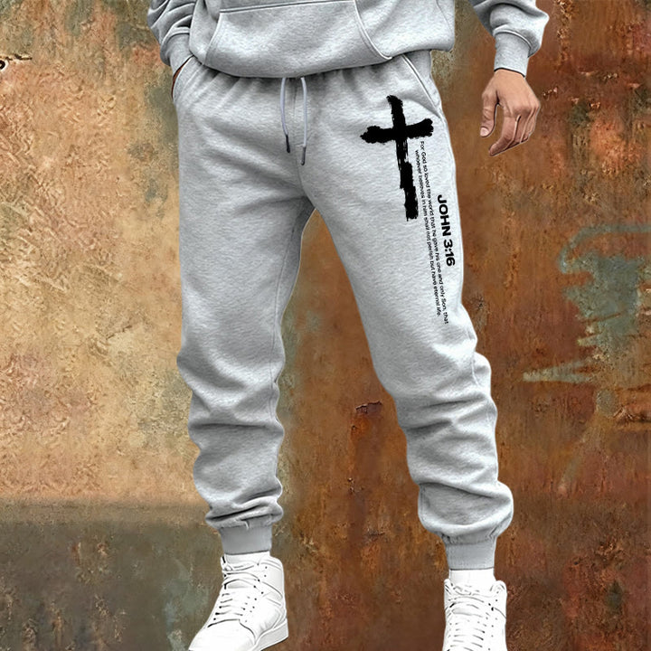 Christianartworkshop Johannes 3,16 Statement Brush Cross Scripture Sweatpants: Walk the Gospel - image 1
