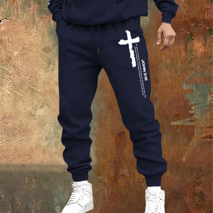 Christianartworkshop Johannes 3,16 Statement Brush Cross Scripture Sweatpants: Walk the Gospel - image 9