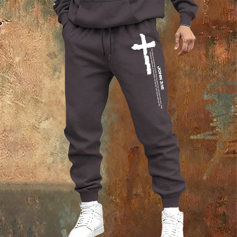 Christianartworkshop Johannes 3,16 Statement Brush Cross Scripture Sweatpants: Walk the Gospel - image 21