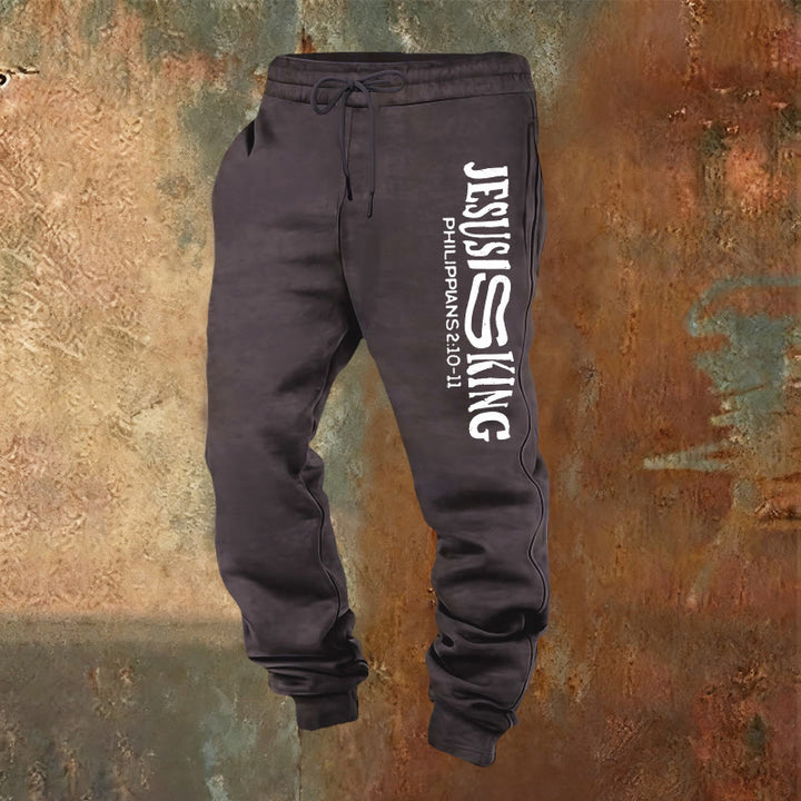 Christianartworkshop Worship & Street Jesus Is King Scripture Sweatpants: Kingdom Street Limited - Dunkelgrau - 2XL - image 21