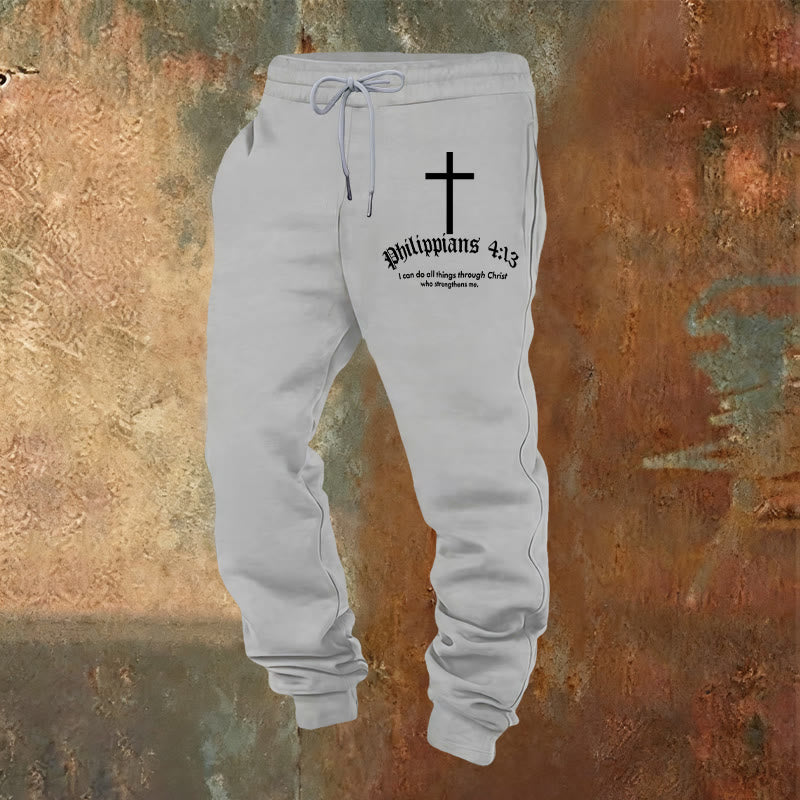 Christianartworkshop Philipper 4,13 Bibeltext: Jogginghose: Alles durch Christus - Hellgrau - 2XL - image 12