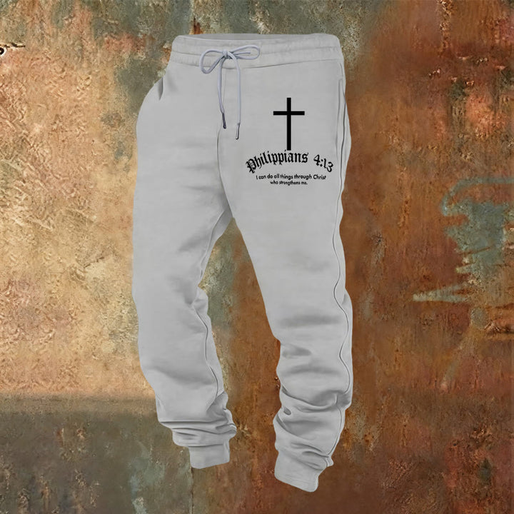 Christianartworkshop Philipper 4,13 Bibeltext: Jogginghose: Alles durch Christus - Hellgrau - 2XL - image 12