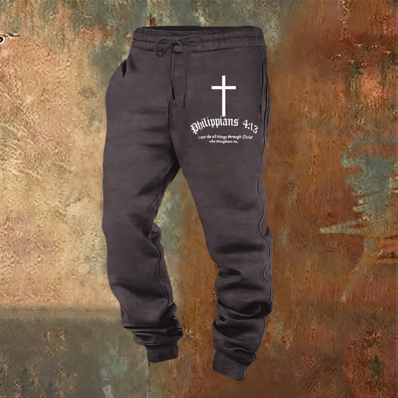 Christianartworkshop Philipper 4,13 Bibeltext: Jogginghose: Alles durch Christus - Dunkelgrau - 2XL - image 21
