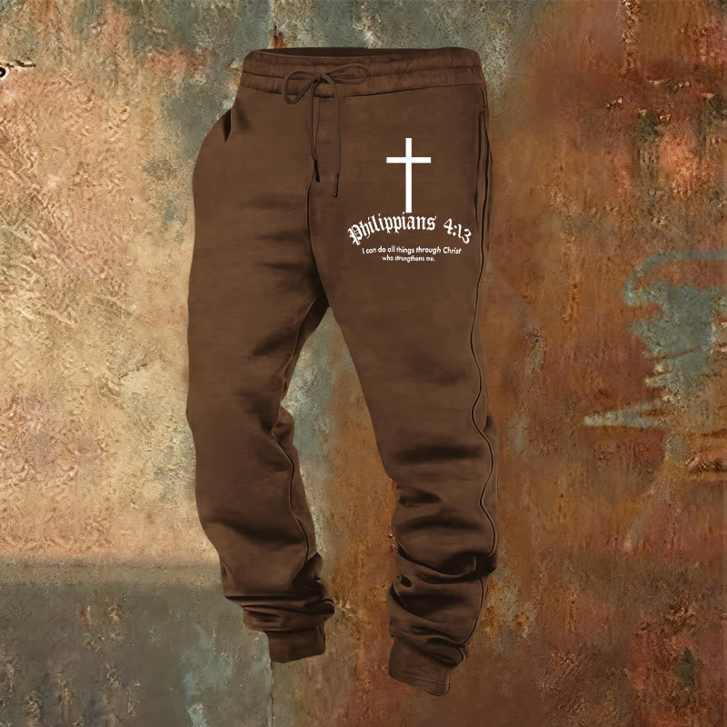 Christianartworkshop Philipper 4,13 Bibeltext: Jogginghose: Alles durch Christus - Braun - 2XL - image 0