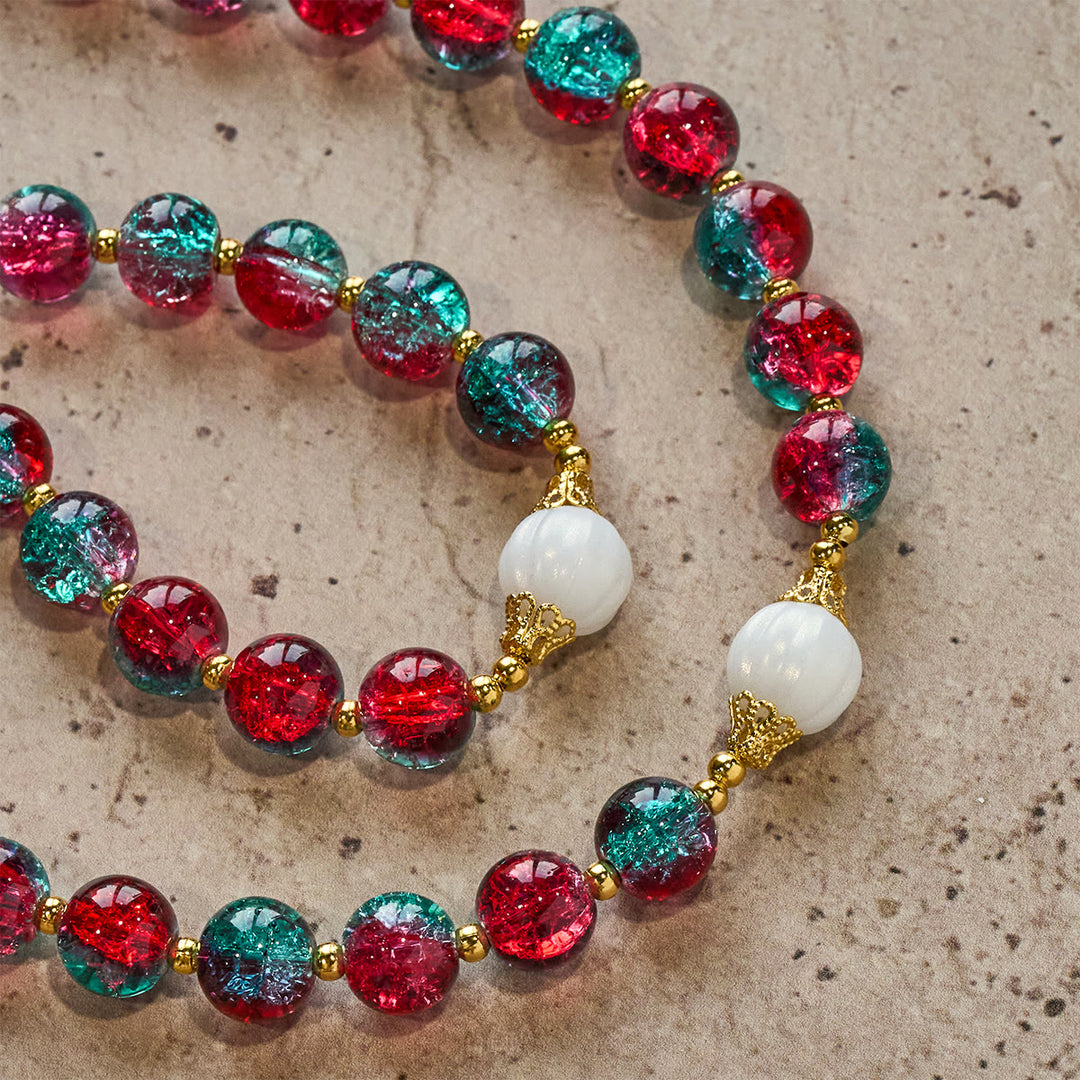Christliche Kunstwerkstatt: Weihnachtlicher Rosenkranz aus roten und blauen Glasperlen: Marienmedaille & verziertes Kreuz - image 10