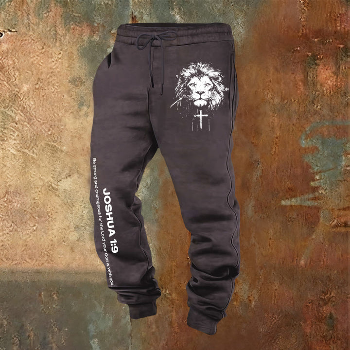 Christianartworkshop Lion of Judah Jogginghose: Josua 1:9 Vers in Kohle - Dunkelgrau - 2XL - image 20