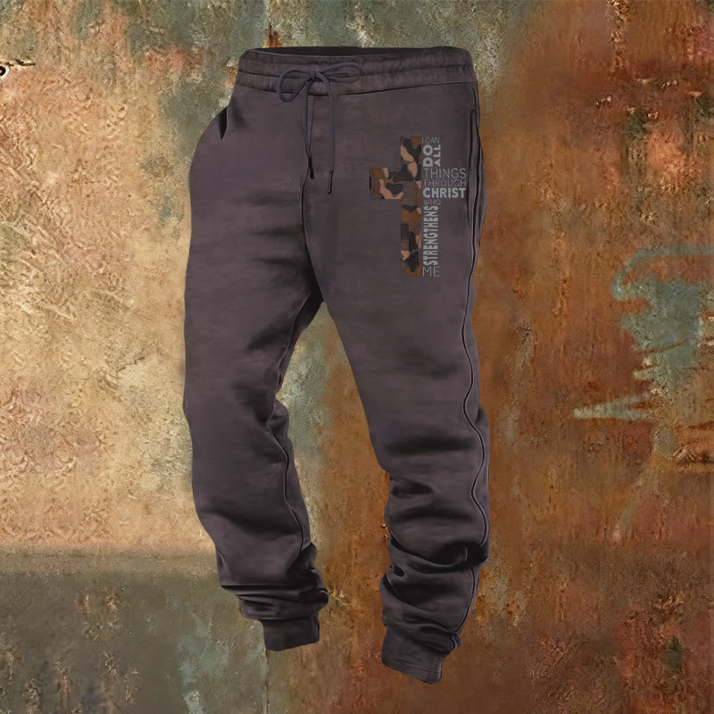 Christianartworkshop Jünger-Edition Philipper 4:13 Stärke Camo Kreuz Jogginghose - Dunkelgrau - 2XL - image 21