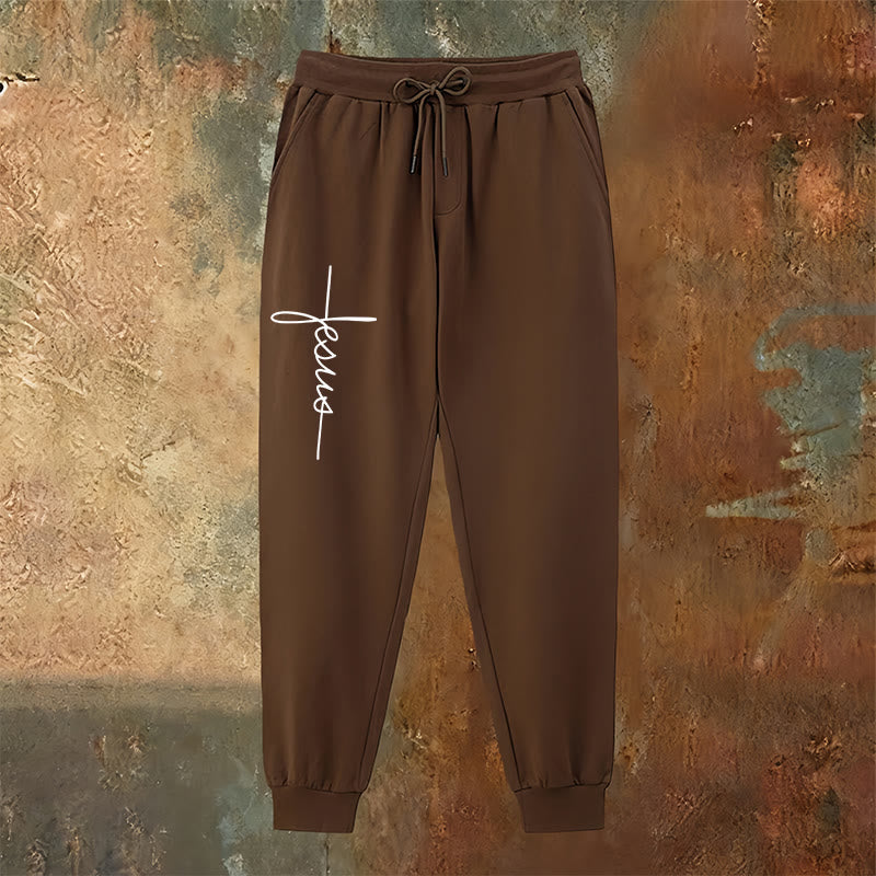 Christianartworkshop Minimalistische Jogginghose mit Jesus-Kreuz-Schriftzug: Jeder Schritt mit Jesus - image 22