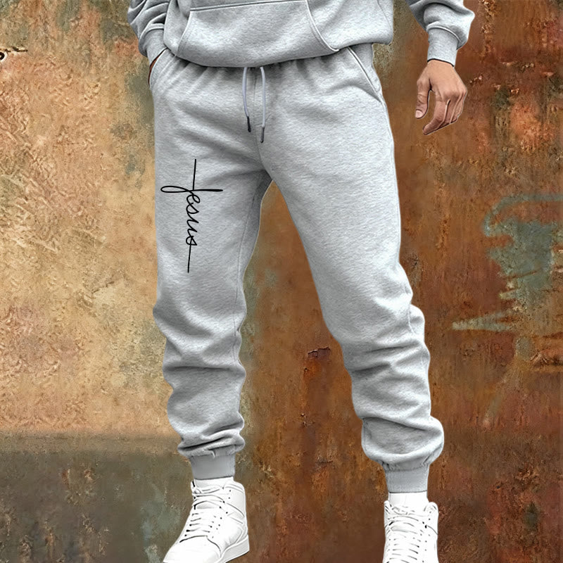 Christianartworkshop Minimalistische Jogginghose mit Jesus-Kreuz-Schriftzug: Jeder Schritt mit Jesus - image 13