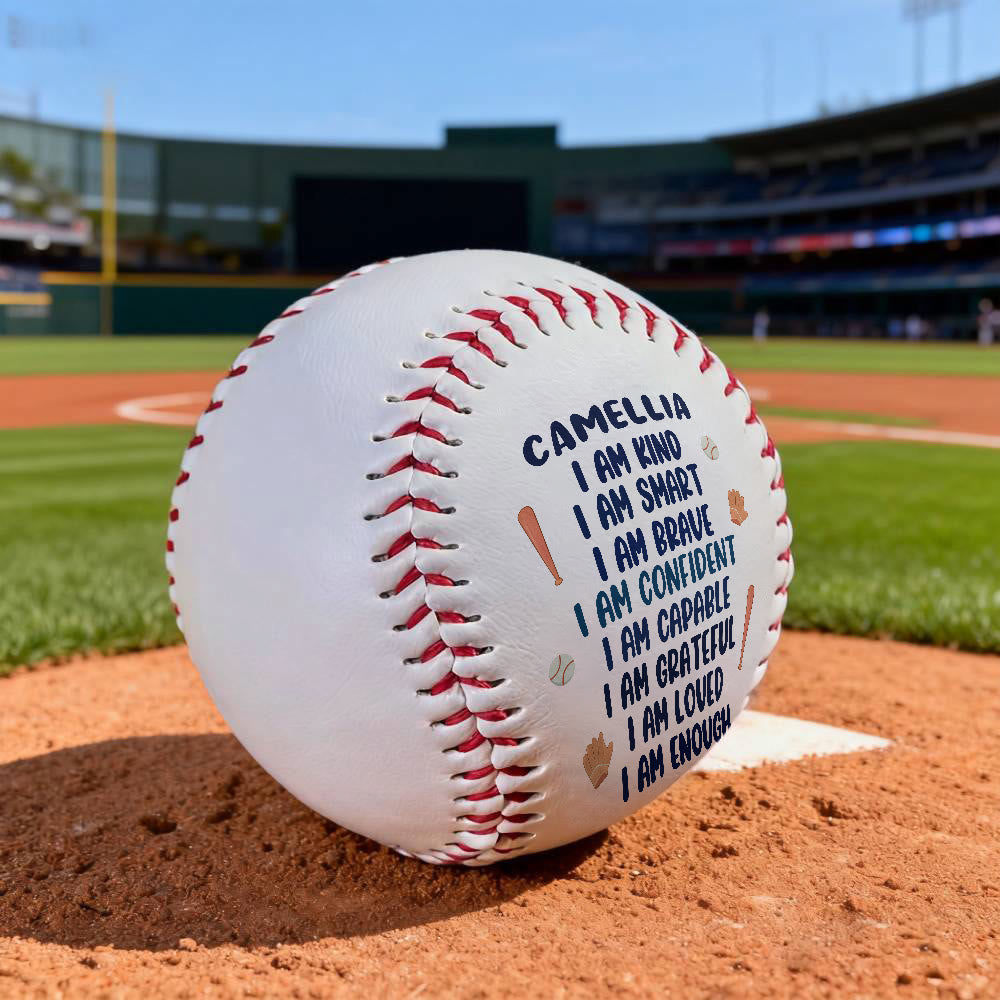 Christianartworkshop Divine Worth Baseball: Individueller Name & Ich-bin-Affirmationen für eine von Gott gegebene Identität - Softball mit Bibelbezug - image 0