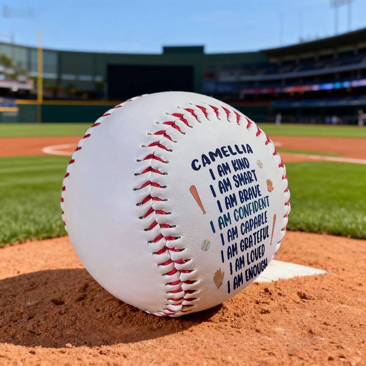 Christianartworkshop Divine Worth Baseball: Individueller Name & Ich-bin-Affirmationen für eine von Gott gegebene Identität - Softball mit Bibelbezug - image 0