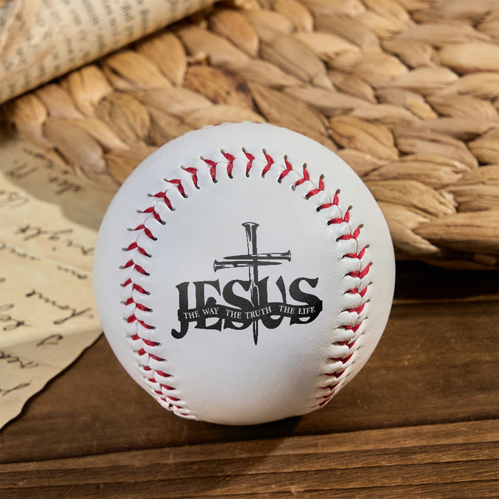 Christianartworkshop Scriptural Meaning Baseball: Jesus The Way Truth Life & Cross Design - Softball mit Bibelbezug - image 0