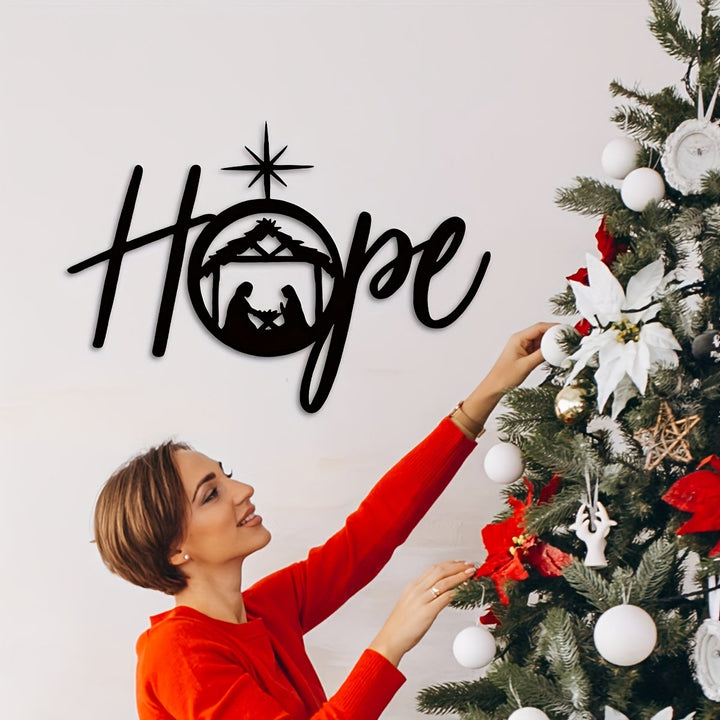 Christianartworkshop Weihnachtskrippe aus Metall als Wanddekoration: Freude und Hoffnung in seinem Licht - HOPE (15,75''*10,87''/40*27,6cm) - image 6