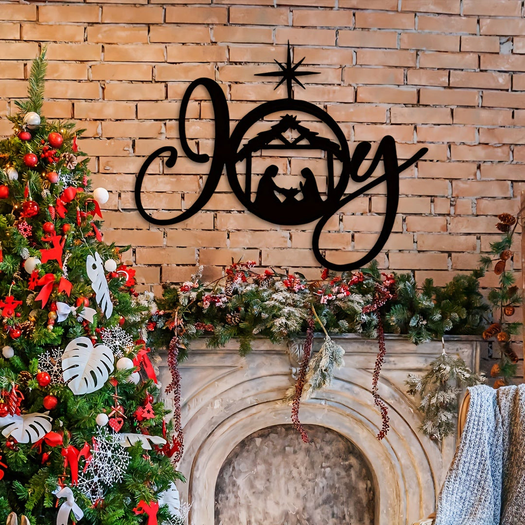 Christianartworkshop Weihnachtskrippe aus Metall als Wanddekoration: Freude und Hoffnung in seinem Licht - JOY (15,75''*12,5''/40*31,75cm) - image 0