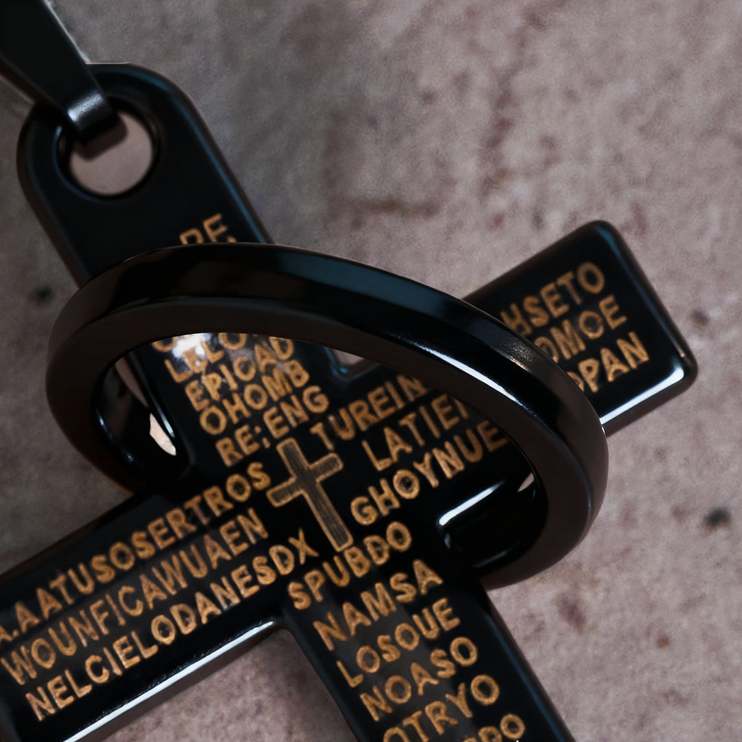 Christianartworkshop Halskette mit Anhänger in Form eines Vaterunsers und ineinandergreifendem Ringkreuz: Ausdrucksstarkes Design, tiefgründige Bedeutung - image 10