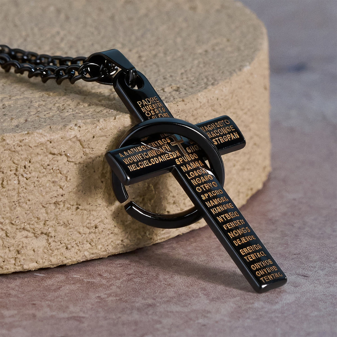 Christianartworkshop Halskette mit Anhänger in Form eines Vaterunsers und ineinandergreifendem Ringkreuz: Ausdrucksstarkes Design, tiefgründige Bedeutung - image 8