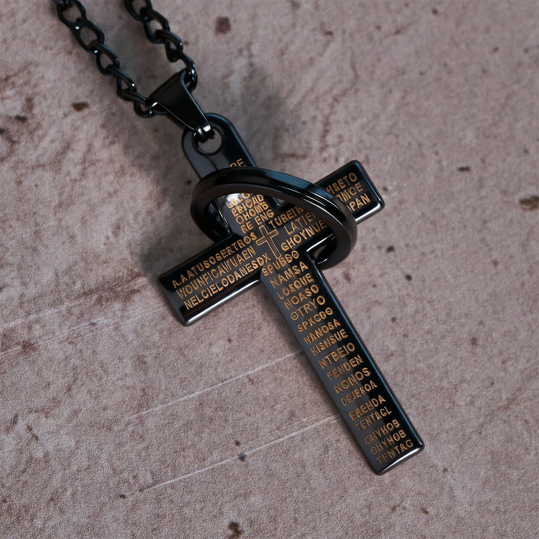 Christianartworkshop Halskette mit Anhänger in Form eines Vaterunsers und ineinandergreifendem Ringkreuz: Ausdrucksstarkes Design, tiefgründige Bedeutung - image 7