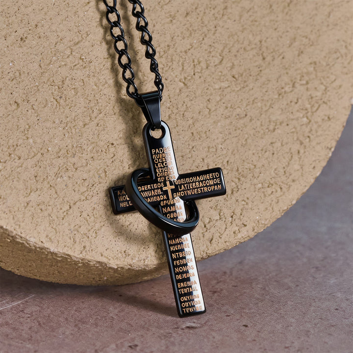 Christianartworkshop Halskette mit Anhänger in Form eines Vaterunsers und ineinandergreifendem Ringkreuz: Ausdrucksstarkes Design, tiefgründige Bedeutung - Schwarz - image 6