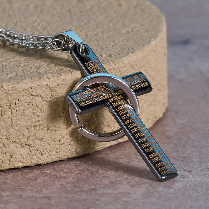 Christianartworkshop Halskette mit Anhänger in Form eines Vaterunsers und ineinandergreifendem Ringkreuz: Ausdrucksstarkes Design, tiefgründige Bedeutung - image 2