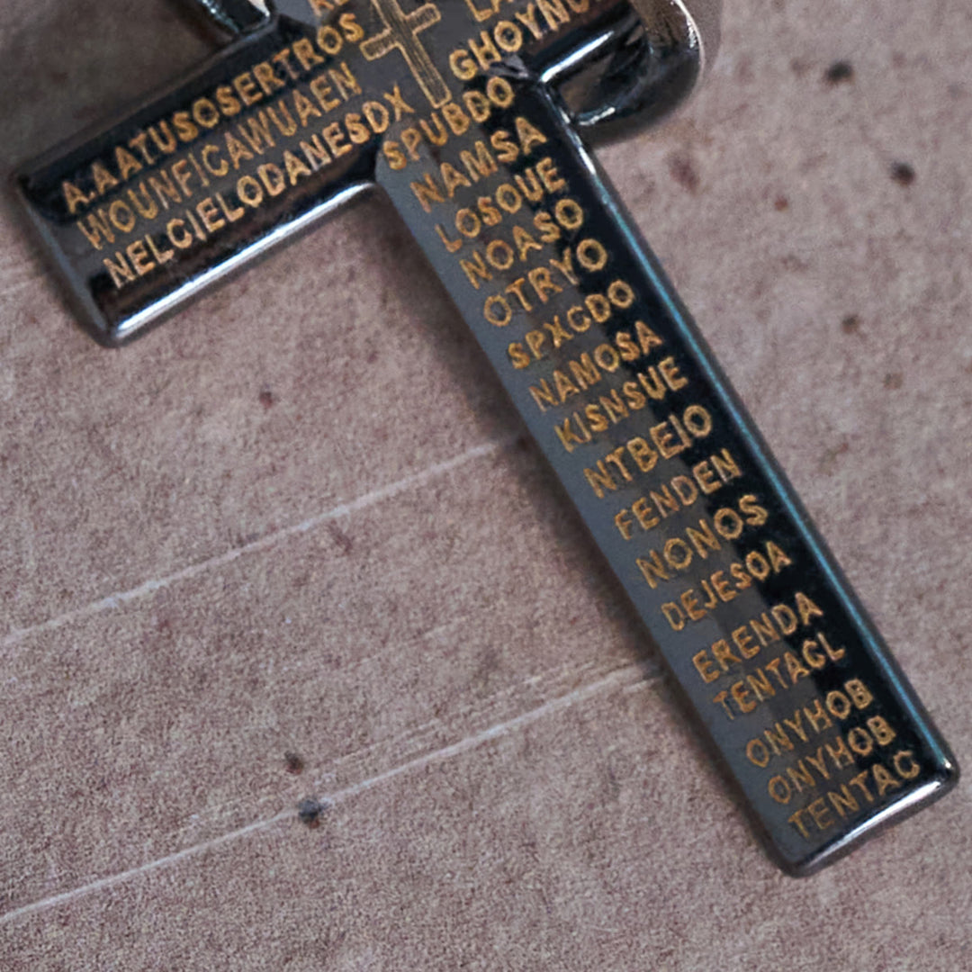 Christianartworkshop Halskette mit Anhänger in Form eines Vaterunsers und ineinandergreifendem Ringkreuz: Ausdrucksstarkes Design, tiefgründige Bedeutung - image 5