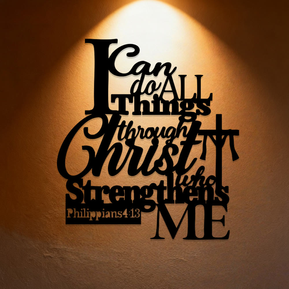 Christianartworkshop Wanddeko aus Metall „Durch Christus, der mich stärkt“: Inspiriert von Philipper 4,13 - 14,27''*15,75''/36,25*40cm - image 0