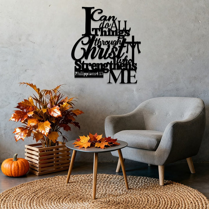 Christianartworkshop Wanddeko aus Metall „Durch Christus, der mich stärkt“: Inspiriert von Philipper 4,13 - image 1