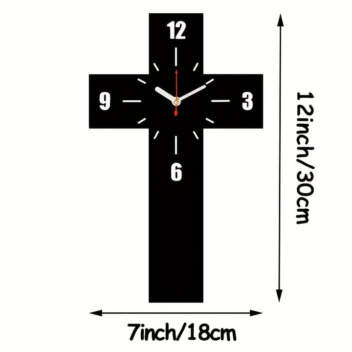 Minimalistische, geräuschlose Wanduhr mit Kreuz von Christianartworkshop in Rot, Weiß und Schwarz für ruhige Räume - image 5