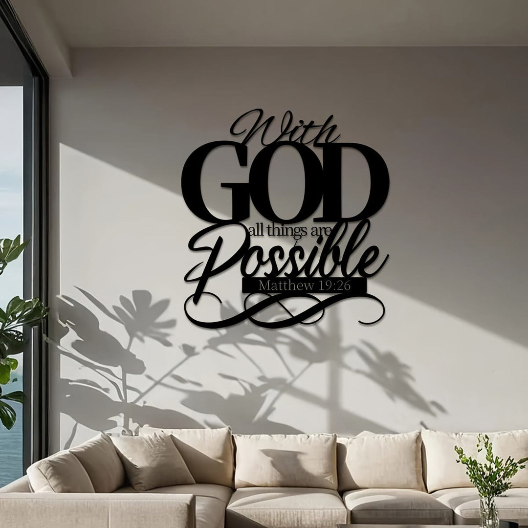 Christianartworkshop – Mit Gott ist alles möglich – Metall-Wanddeko für gläubige Haushalte - image 2