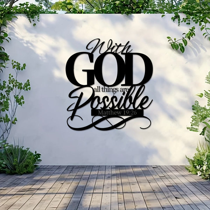 Christianartworkshop – Mit Gott ist alles möglich – Metall-Wanddeko für gläubige Haushalte - image 1