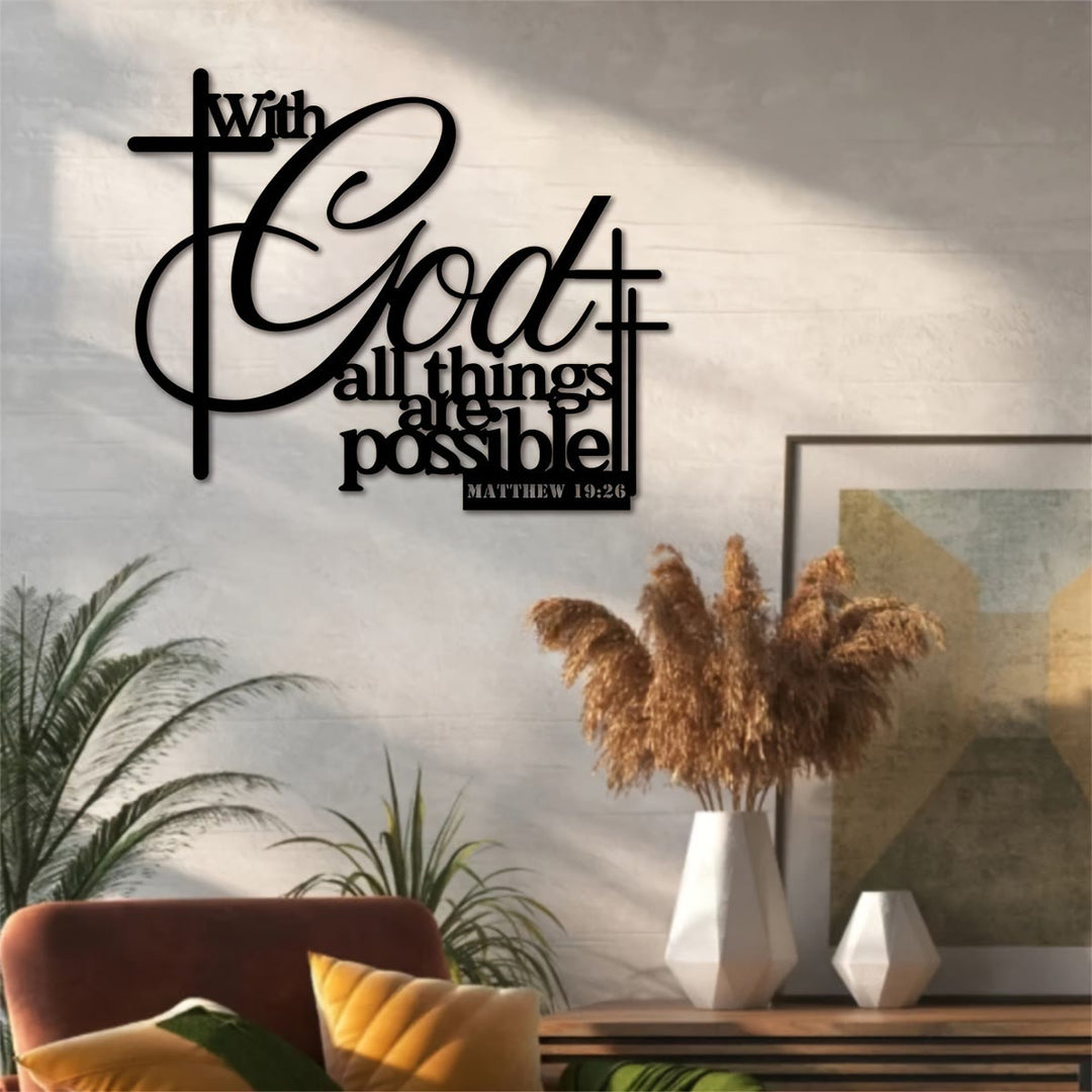 Christianartworkshop Matthäus 19,26 Kreuz-Design Metall-Wanddeko: Glaube, der stärkt - image 5