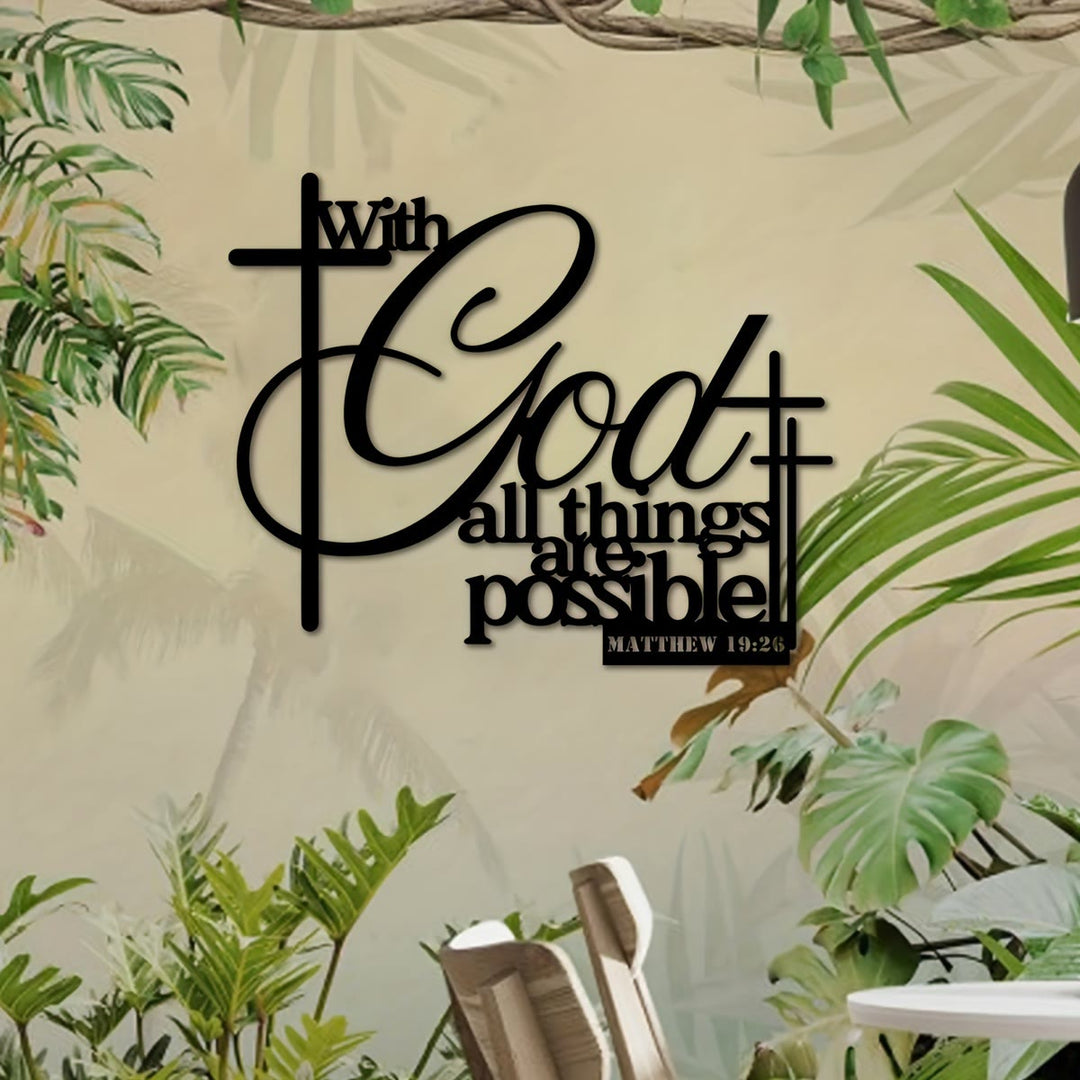 Christianartworkshop Matthäus 19,26 Kreuz-Design Metall-Wanddeko: Glaube, der stärkt - image 4