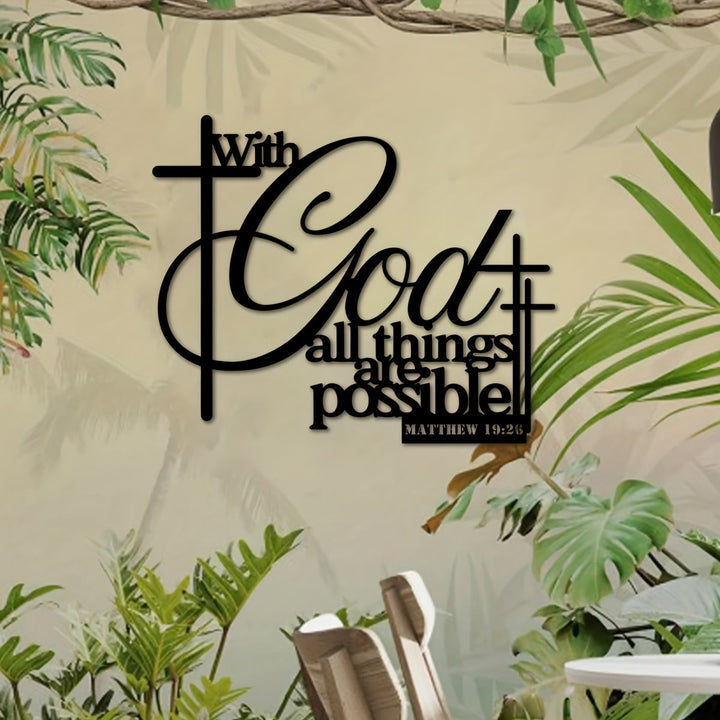 Christianartworkshop Matthäus 19,26 Kreuz-Design Metall-Wanddeko: Glaube, der stärkt - image 4