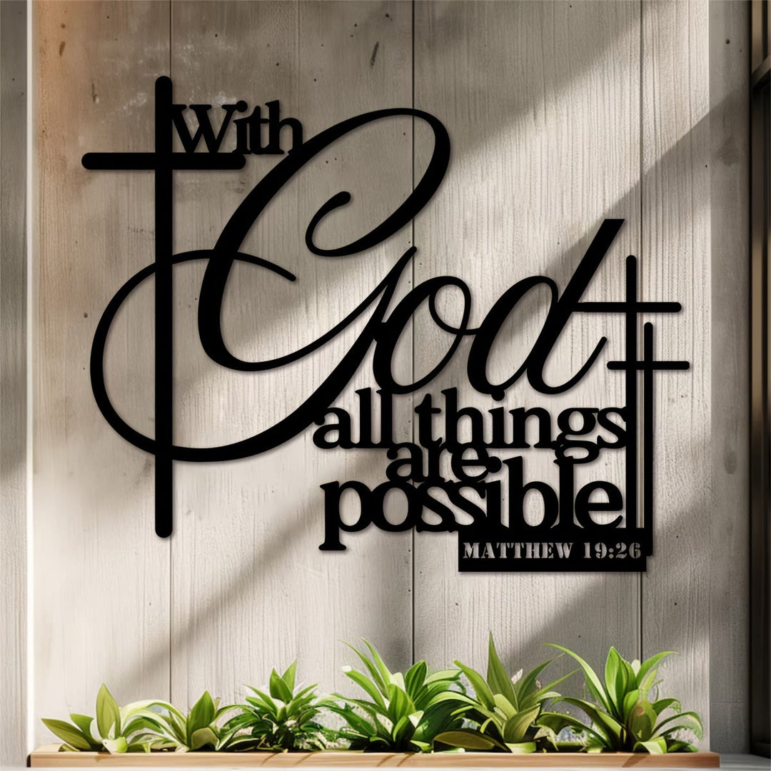 Christianartworkshop Matthäus 19,26 Kreuz-Design Metall-Wanddeko: Glaube, der stärkt - image 2