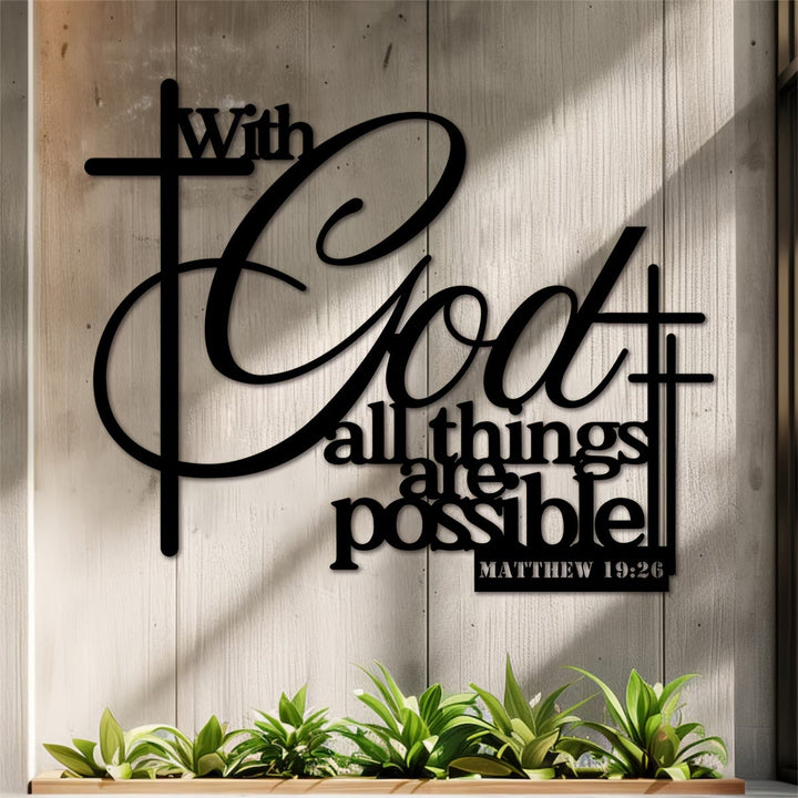 Christianartworkshop Matthäus 19,26 Kreuz-Design Metall-Wanddeko: Glaube, der stärkt - image 2