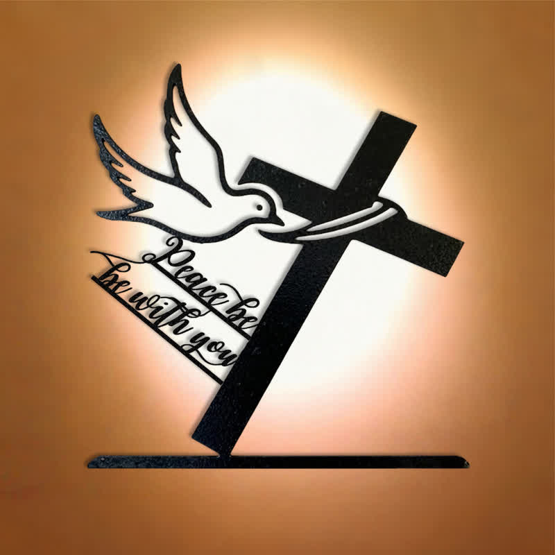 Christianartworkshop Friedliche Segenswünsche Kreuz und Taube Metall-Wanddekoration: Sei stark und mutig - image 2