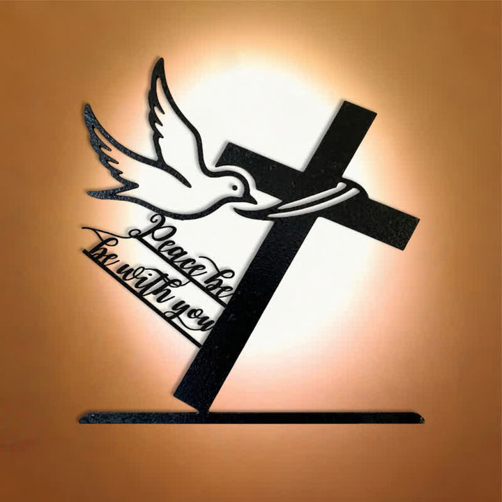 Christianartworkshop Friedliche Segenswünsche Kreuz und Taube Metall-Wanddekoration: Sei stark und mutig - image 2