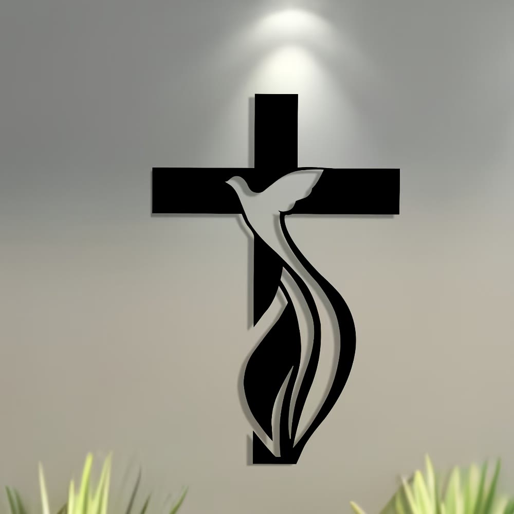 Christianartworkshop – Handgefertigte Wanddekoration aus Metall: Kreuz & Taube als Symbol des Heiligen Geistes - image 4