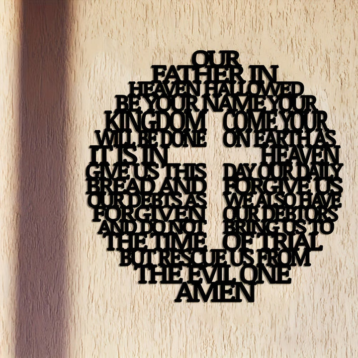 Christianartworkshop Kunstvolle Wanddekoration aus Metall mit Bibelvers: Kreuz mit dem Vaterunser und kunstvollem Versdesign - image 1