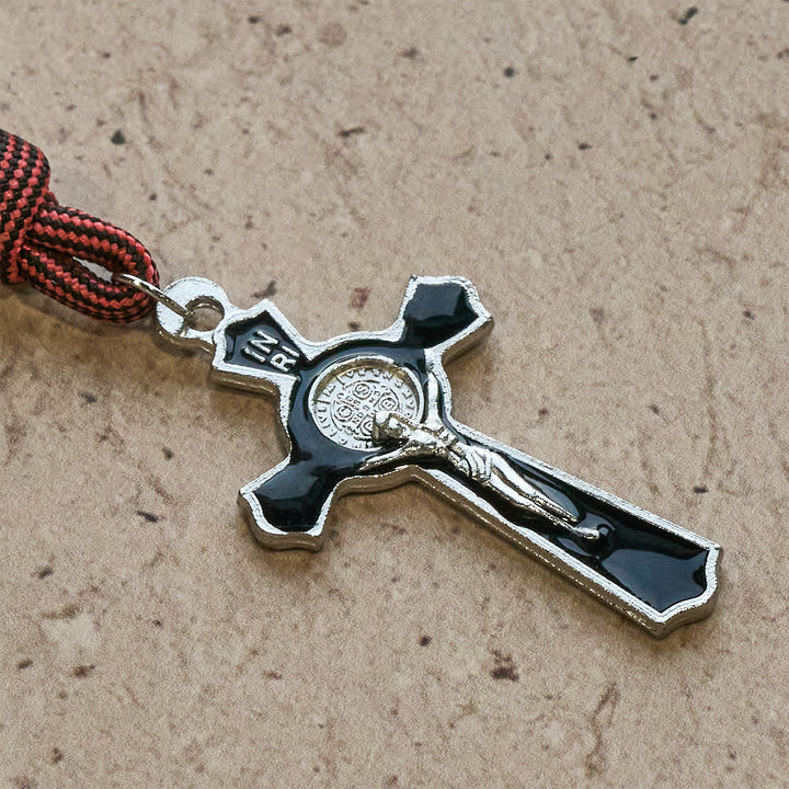 Christianartworkshop Paracord-Taschenrosenkranz „Glaubensverteidiger“ mit dem Heiligen Benedikt: Schild Christi - image 5
