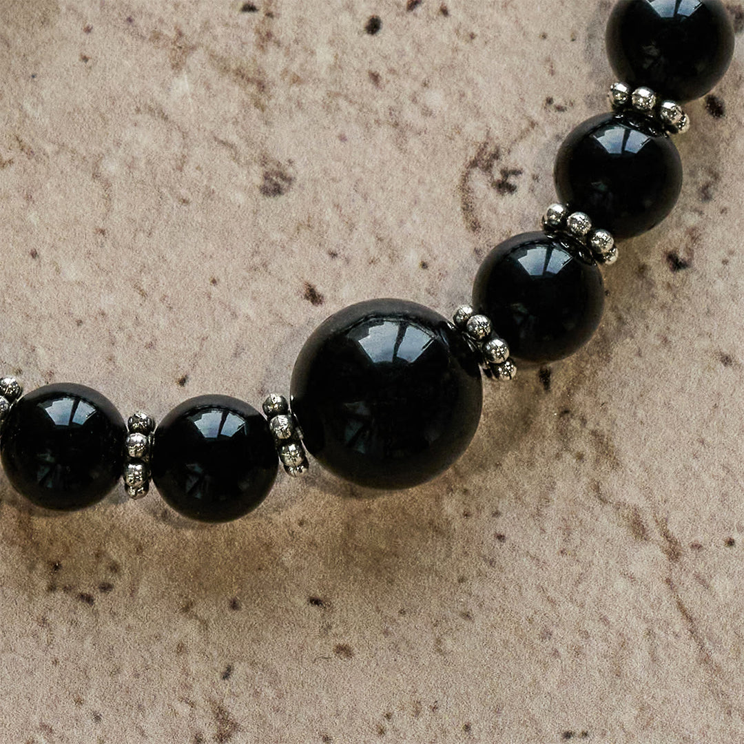 Christianartworkshop Spirituelles Rüstungsarmband aus schwarzem Obsidian mit Kreuzanhänger: Bete ohne Furcht - image 6