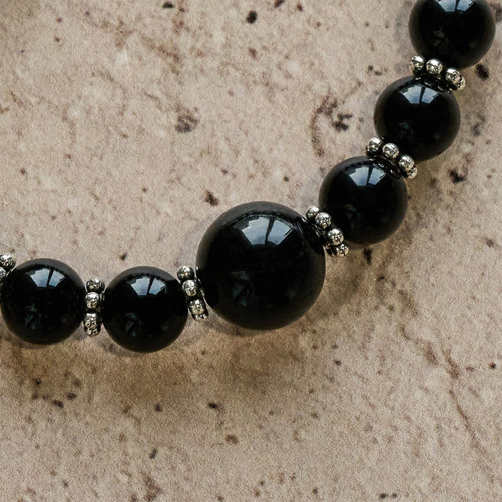 Christianartworkshop Spirituelles Rüstungsarmband aus schwarzem Obsidian mit Kreuzanhänger: Bete ohne Furcht - image 6