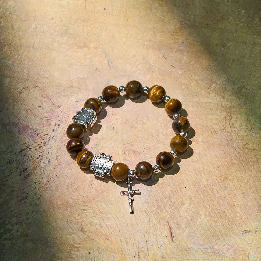 Christianartworkshop Armband „Mut in Christus“ aus Tigerauge mit Kreuzanhänger: Bete ohne Furcht - image 6