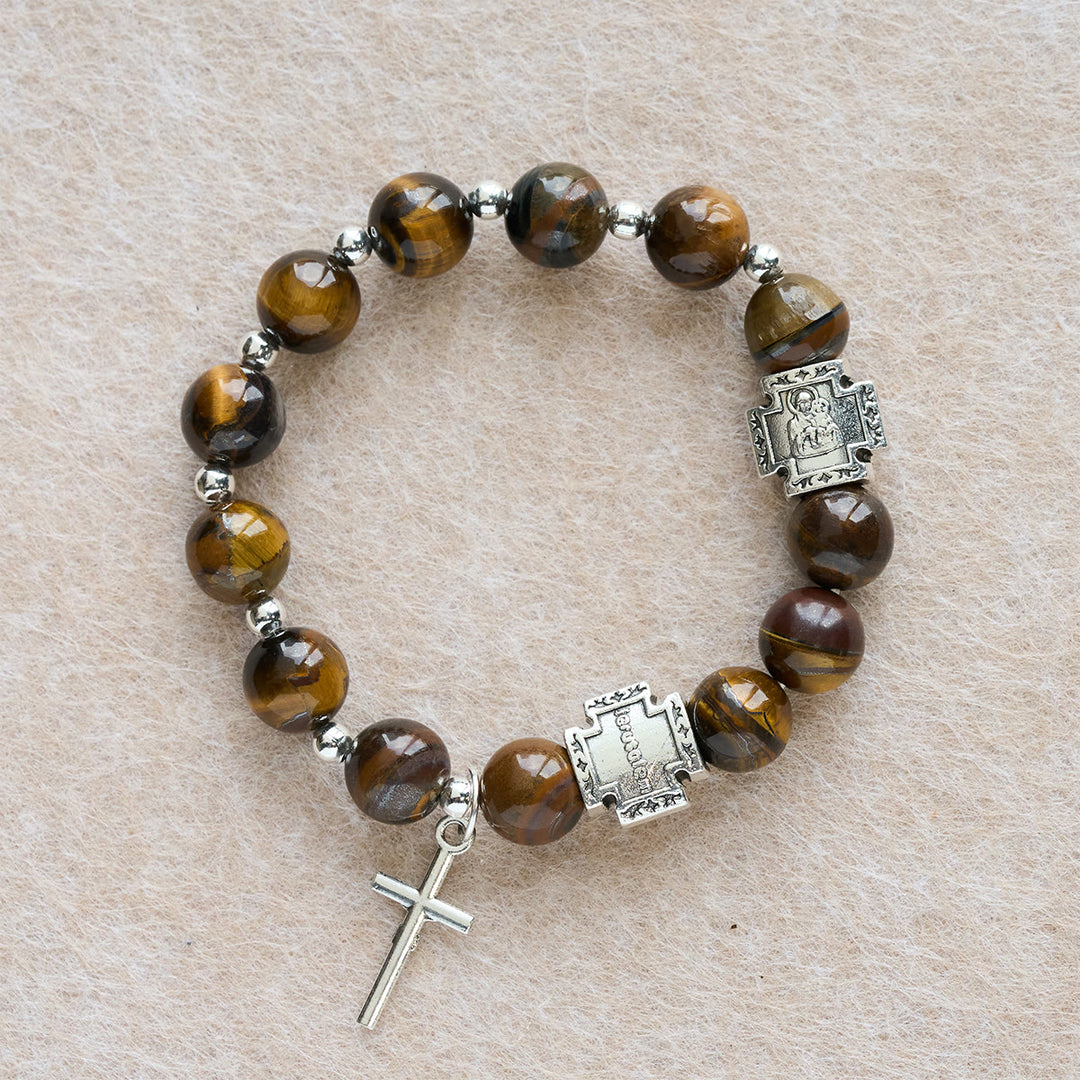 Christianartworkshop Armband „Mut in Christus“ aus Tigerauge mit Kreuzanhänger: Bete ohne Furcht - image 2