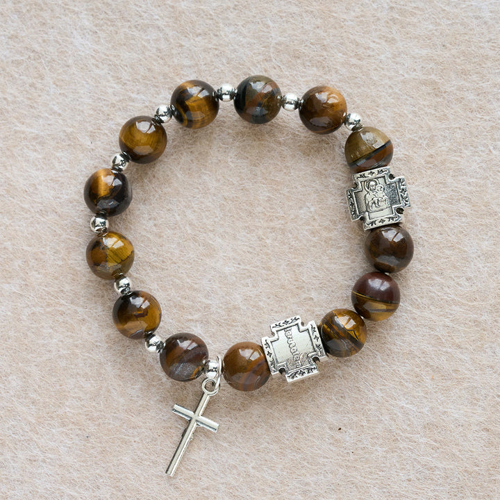 Christianartworkshop Armband „Mut in Christus“ aus Tigerauge mit Kreuzanhänger: Bete ohne Furcht - image 2